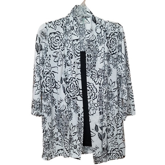 Sara Morgan Sweaters - Sara Morgan Open Cardigan‎ Attached Tank L Floral Artsy Boho Office Work Preppy